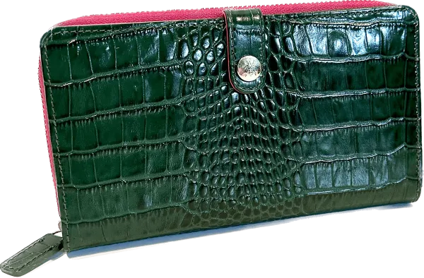 PANTOLINA KROKOPRÄGUNG GLÄNZEND GRÜN Ellabee Ledergeldbörse